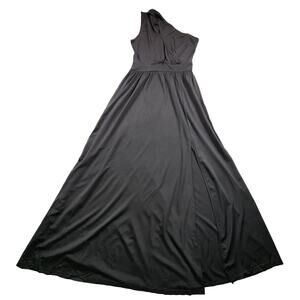 Long Elegant Dress One Shoulder Evening Gown High Slit Womens Size Small Black